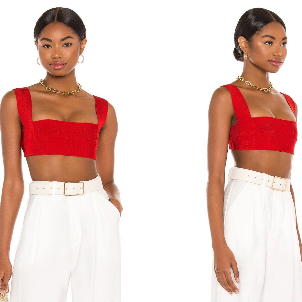 HAIGHT. Knit Amanda Top - Revolve Red Bandage Crop Bra Top - Size Small